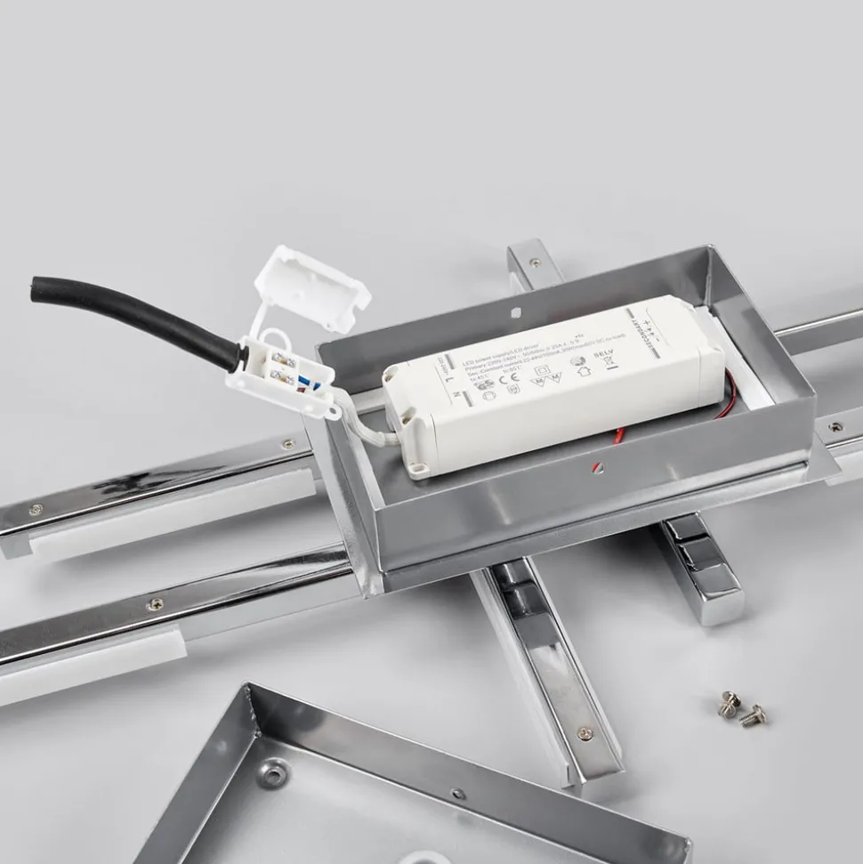 Lindby LED plafondlamp Patrik, 62 cm, 6-lamps, chroom, IP44