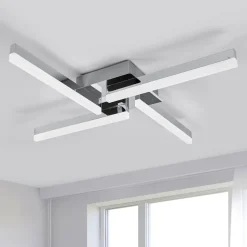 Lindby LED plafondlamp Patrik, 59 cm, 4-lamps, chroom, IP44