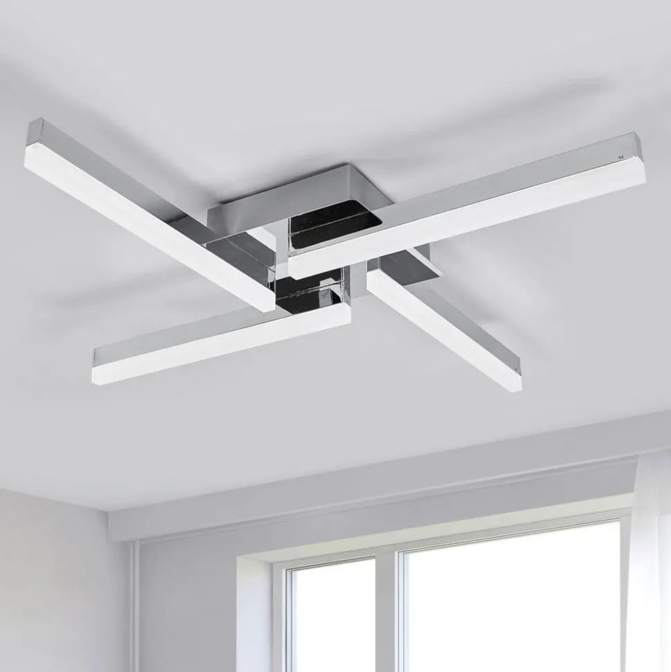 Lindby LED plafondlamp Patrik, 59 cm, 4-lamps, chroom, IP44