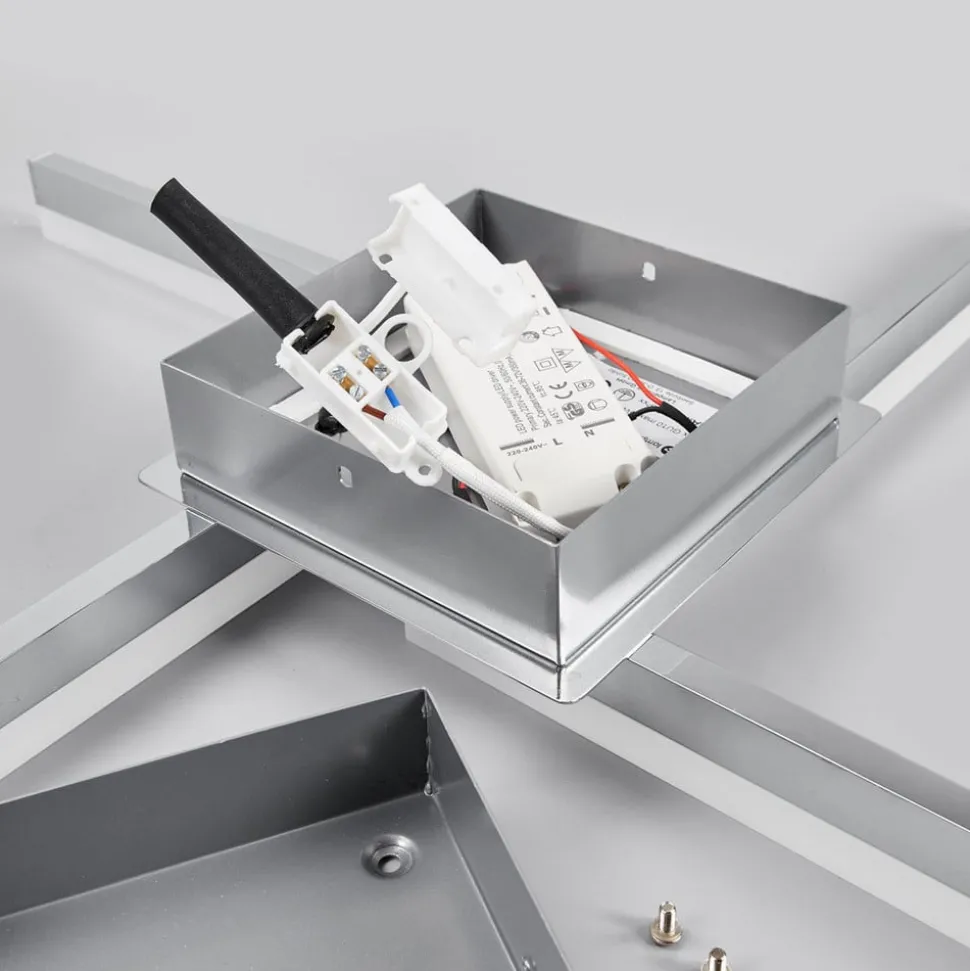 Lindby LED plafondlamp Patrik, 59 cm, 4-lamps, chroom, IP44