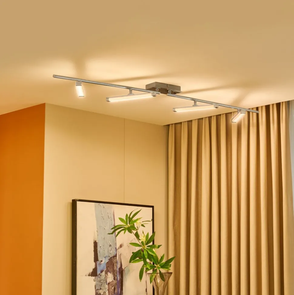 Lindby LED plafondlamp Pilou, 4-lamps, dimbaar, chroom