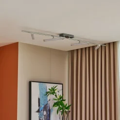 Lindby LED plafondlamp Pilou, 4-lamps, dimbaar, chroom