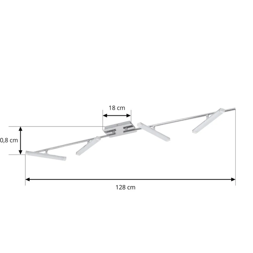 Lindby LED plafondlamp Pilou, 4-lamps, dimbaar, chroom