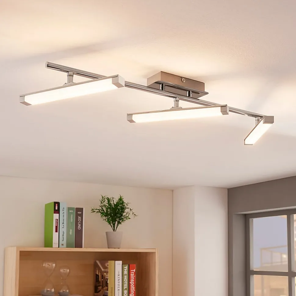 Lindby LED plafondlamp Pilou, 3-lamps, dimbaar, chroom