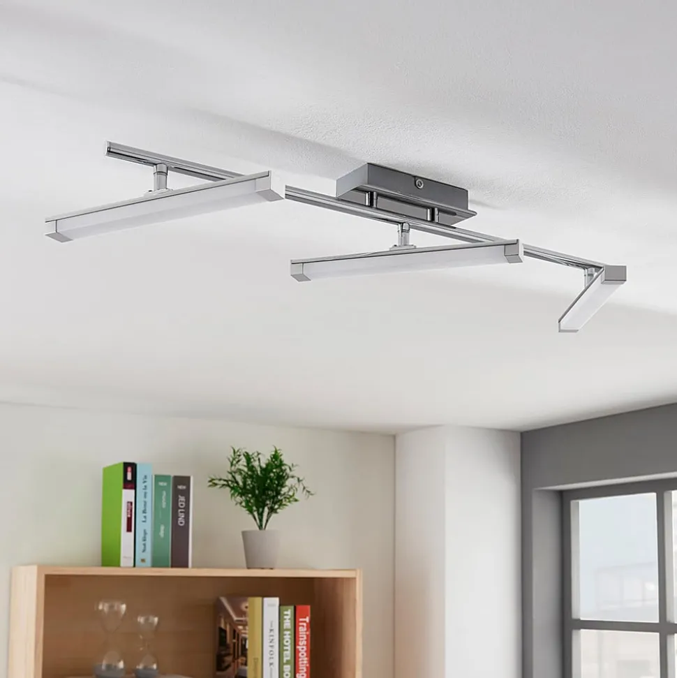 Lindby LED plafondlamp Pilou, 3-lamps, dimbaar, chroom