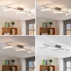 Lindby LED plafondlamp Pilou, 3-lamps, dimbaar, chroom