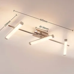Lindby LED plafondlamp Pilou, 3-lamps, dimbaar, chroom