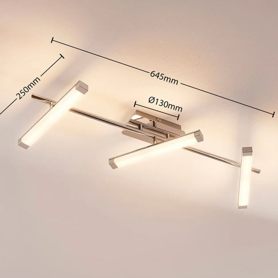 Lindby LED plafondlamp Pilou, 3-lamps, dimbaar, chroom