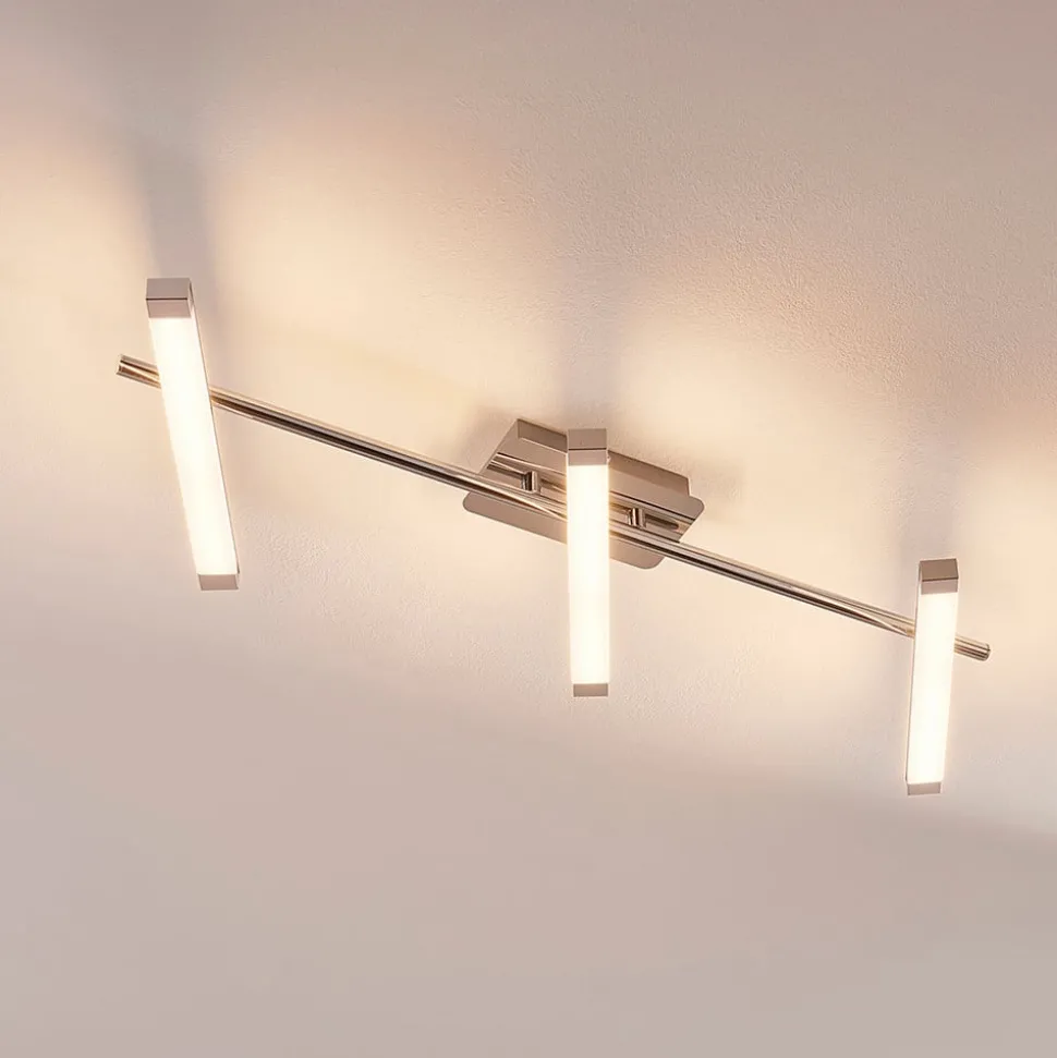 Lindby LED plafondlamp Pilou, 3-lamps, dimbaar, chroom