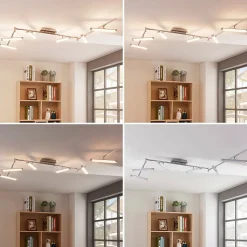 Lindby LED plafondlamp Pilou, 6-lamps, dimbaar, chroom