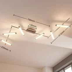 Lindby LED plafondlamp Pilou, 6-lamps, dimbaar, chroom