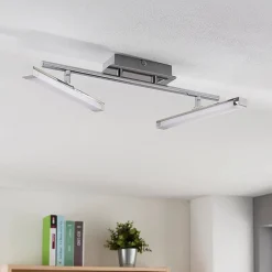 Lindby LED plafondlamp Pilou, 2-lamps, dimbaar, chroom