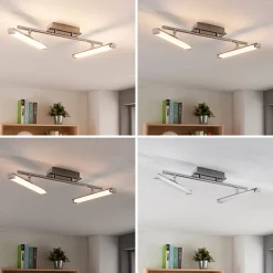 Lindby LED plafondlamp Pilou, 2-lamps, dimbaar, chroom