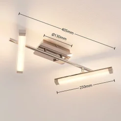 Lindby LED plafondlamp Pilou, 2-lamps, dimbaar, chroom