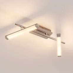 Lindby LED plafondlamp Pilou, 2-lamps, dimbaar, chroom