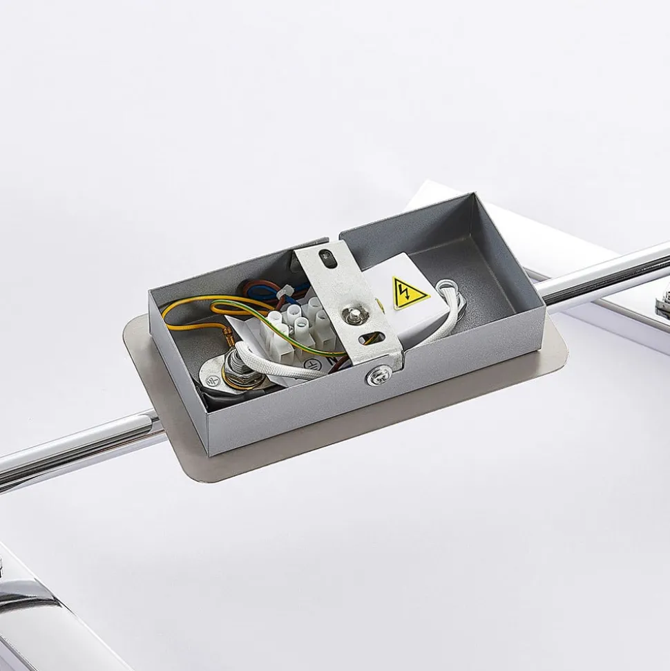 Lindby LED plafondlamp Pilou, 2-lamps, dimbaar, chroom