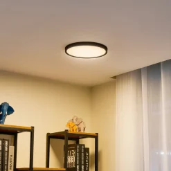 Lindby LED plafondlamp Pravin, Ø 30 cm, CCT, zwart