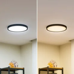 Lindby LED plafondlamp Pravin, Ø 30 cm, CCT, zwart