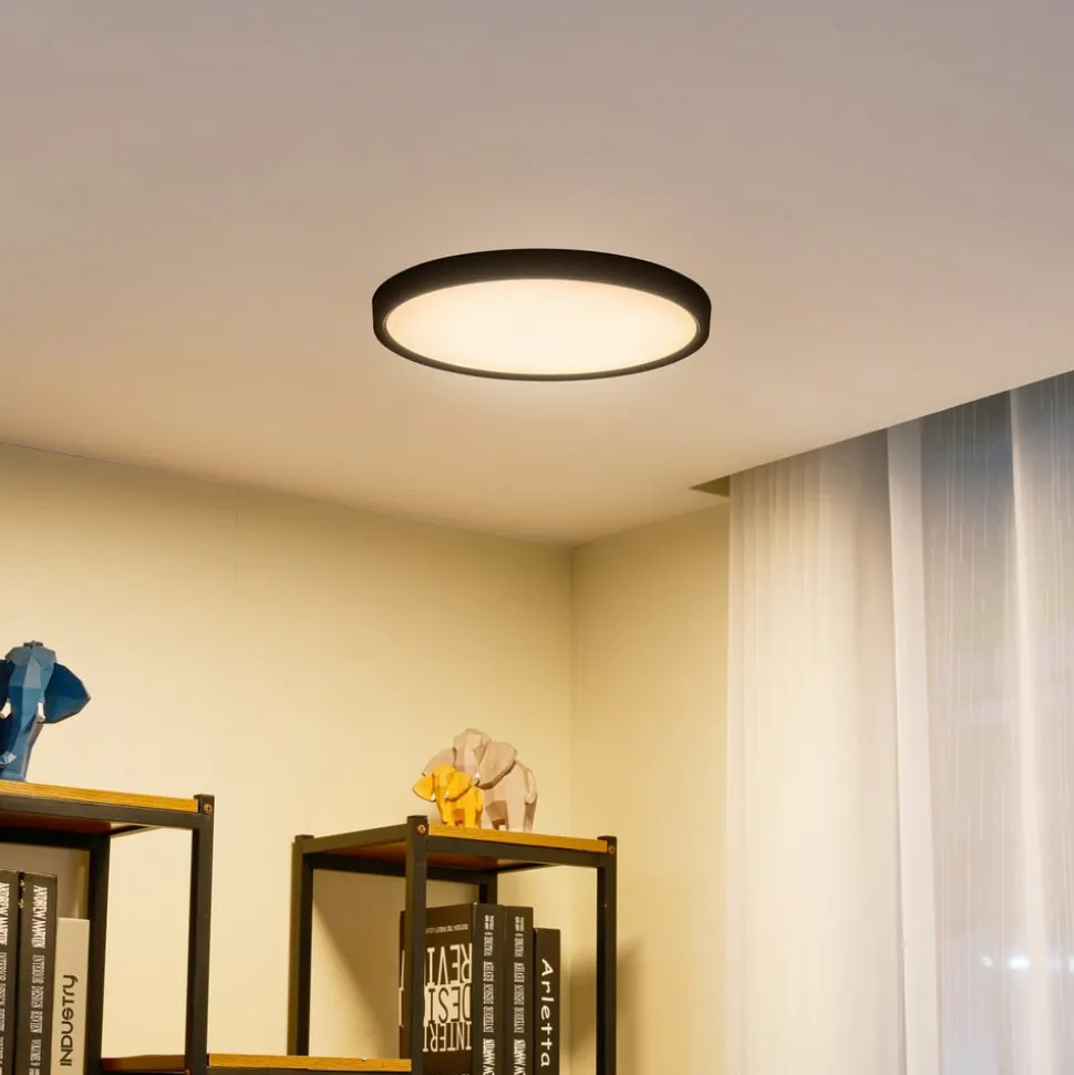 Lindby LED plafondlamp Pravin, Ø 40 cm, CCT, zwart