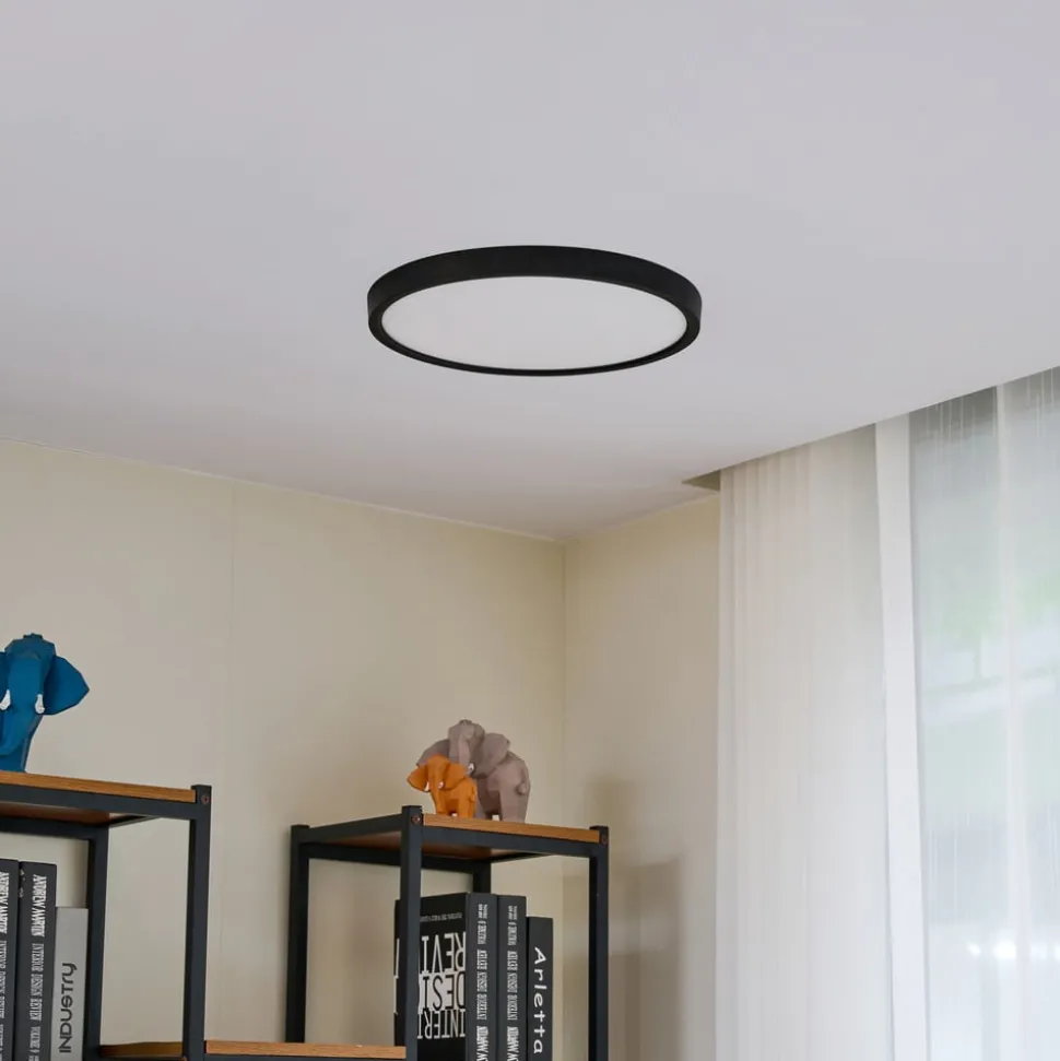 Lindby LED plafondlamp Pravin, Ø 40 cm, CCT, zwart