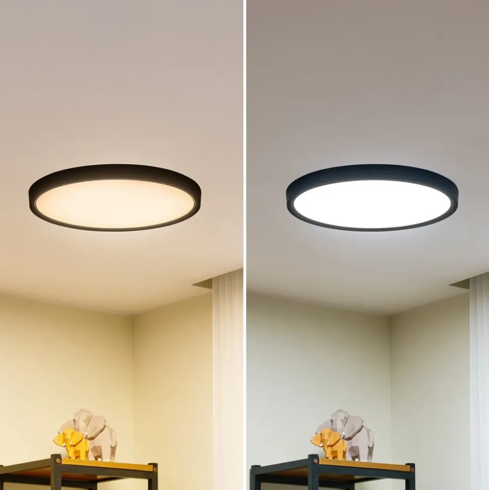 Lindby LED plafondlamp Pravin, Ø 40 cm, CCT, zwart