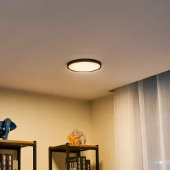 Lindby LED plafondlamp Pravin, Ø 23 cm, 3.000 K, zwart