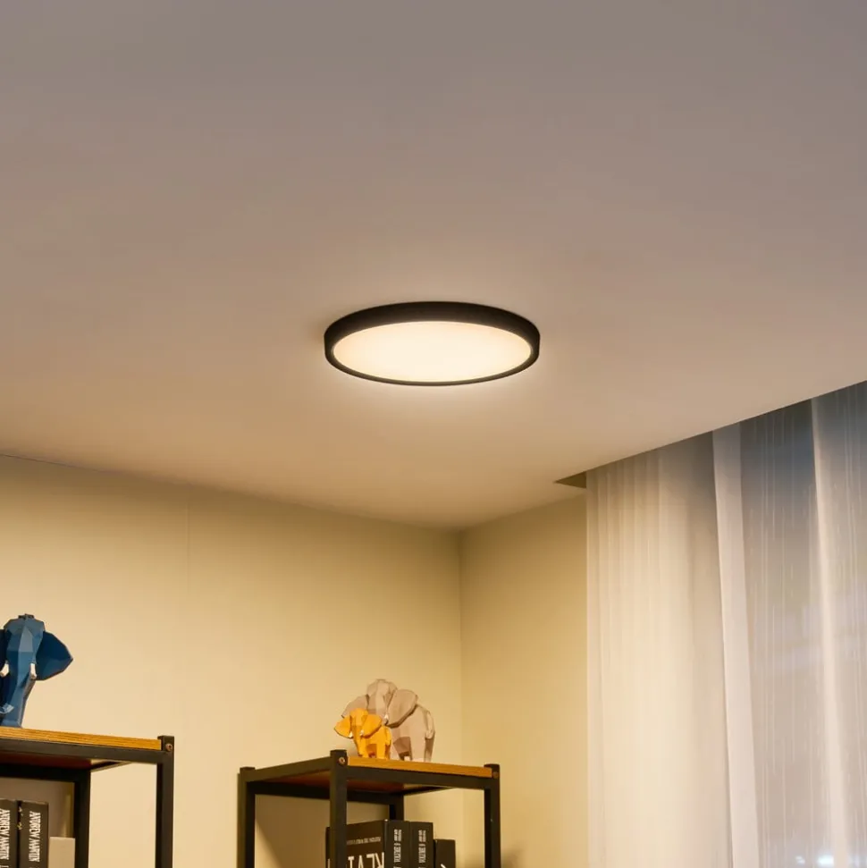 Lindby LED plafondlamp Pravin, Ø 30 cm, dimbaar, zwart