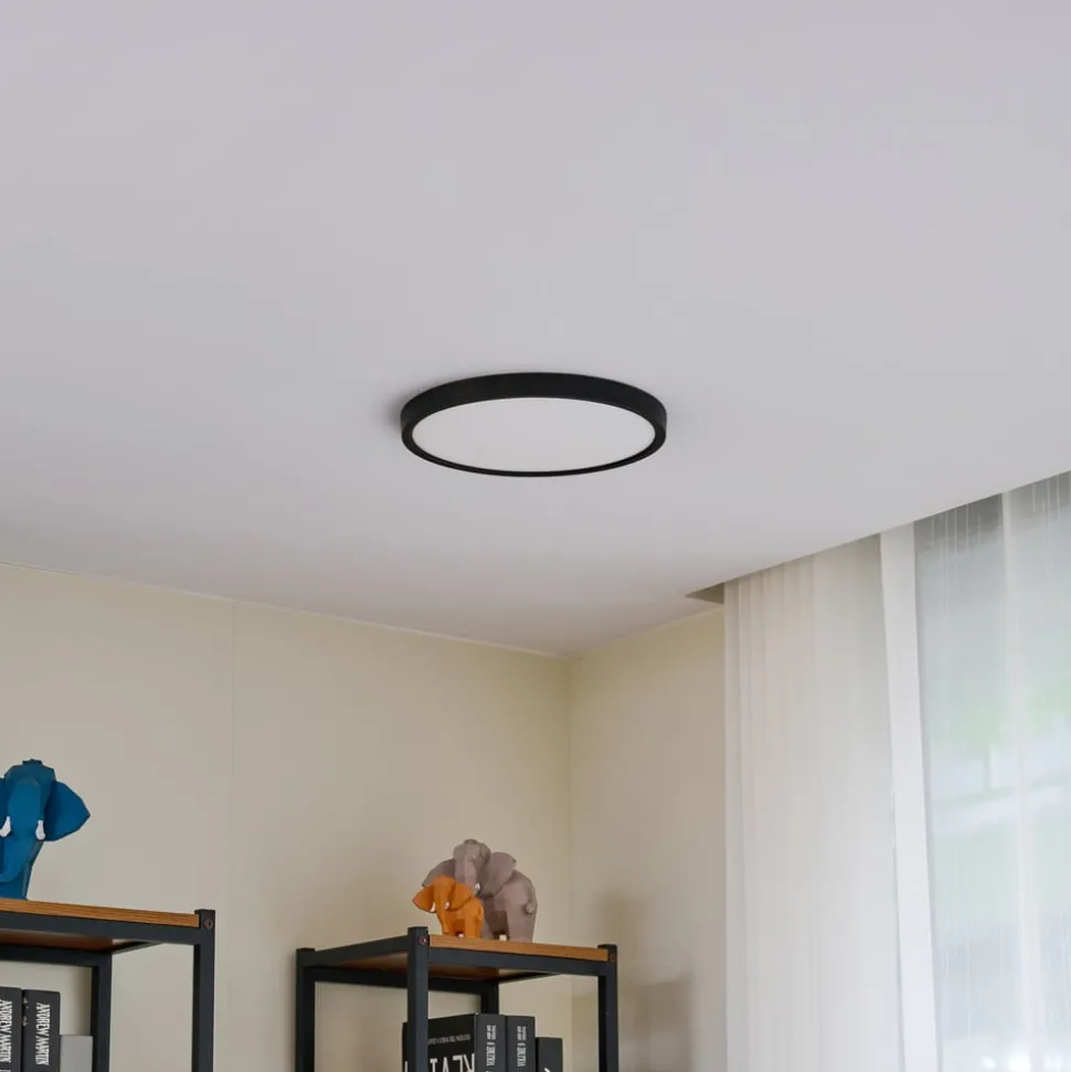 Lindby LED plafondlamp Pravin, Ø 30 cm, dimbaar, zwart