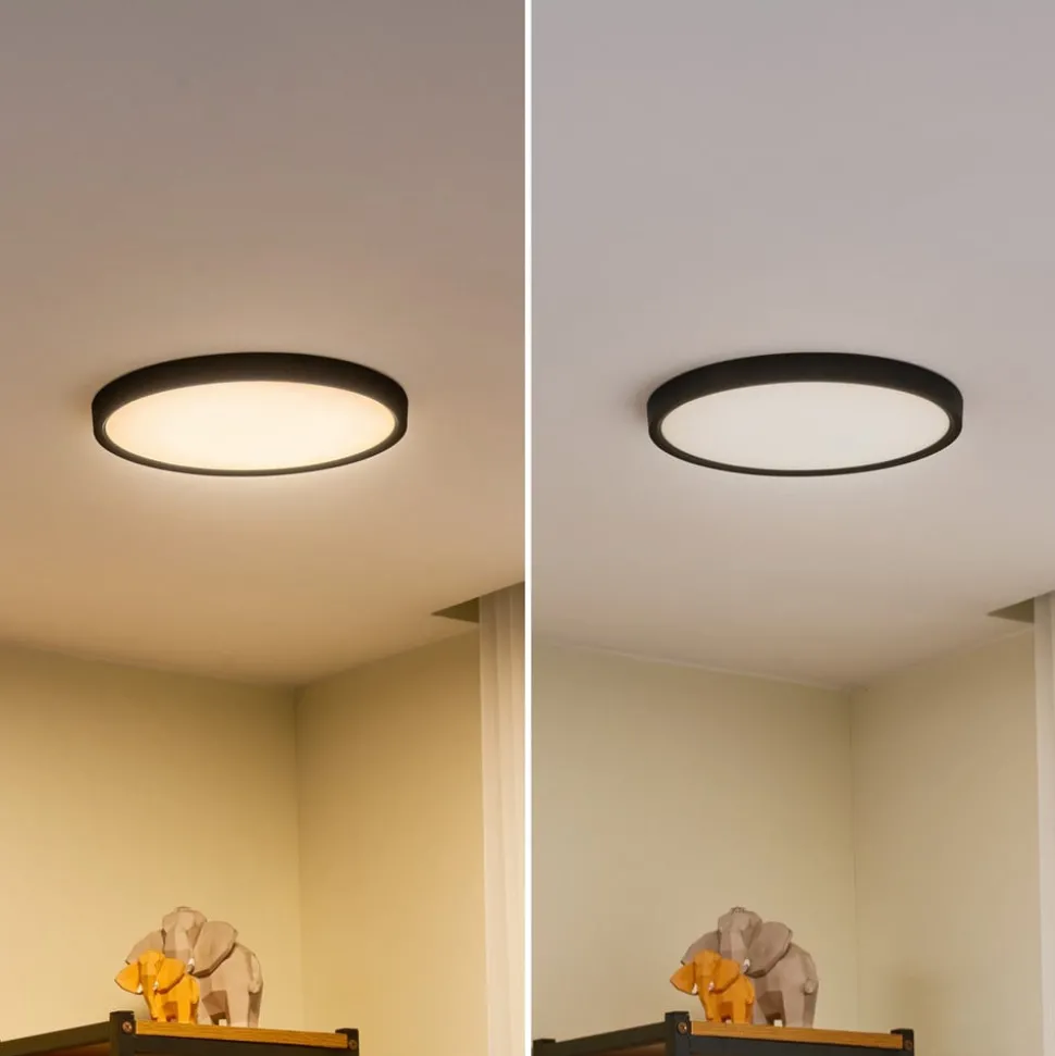 Lindby LED plafondlamp Pravin, Ø 30 cm, dimbaar, zwart