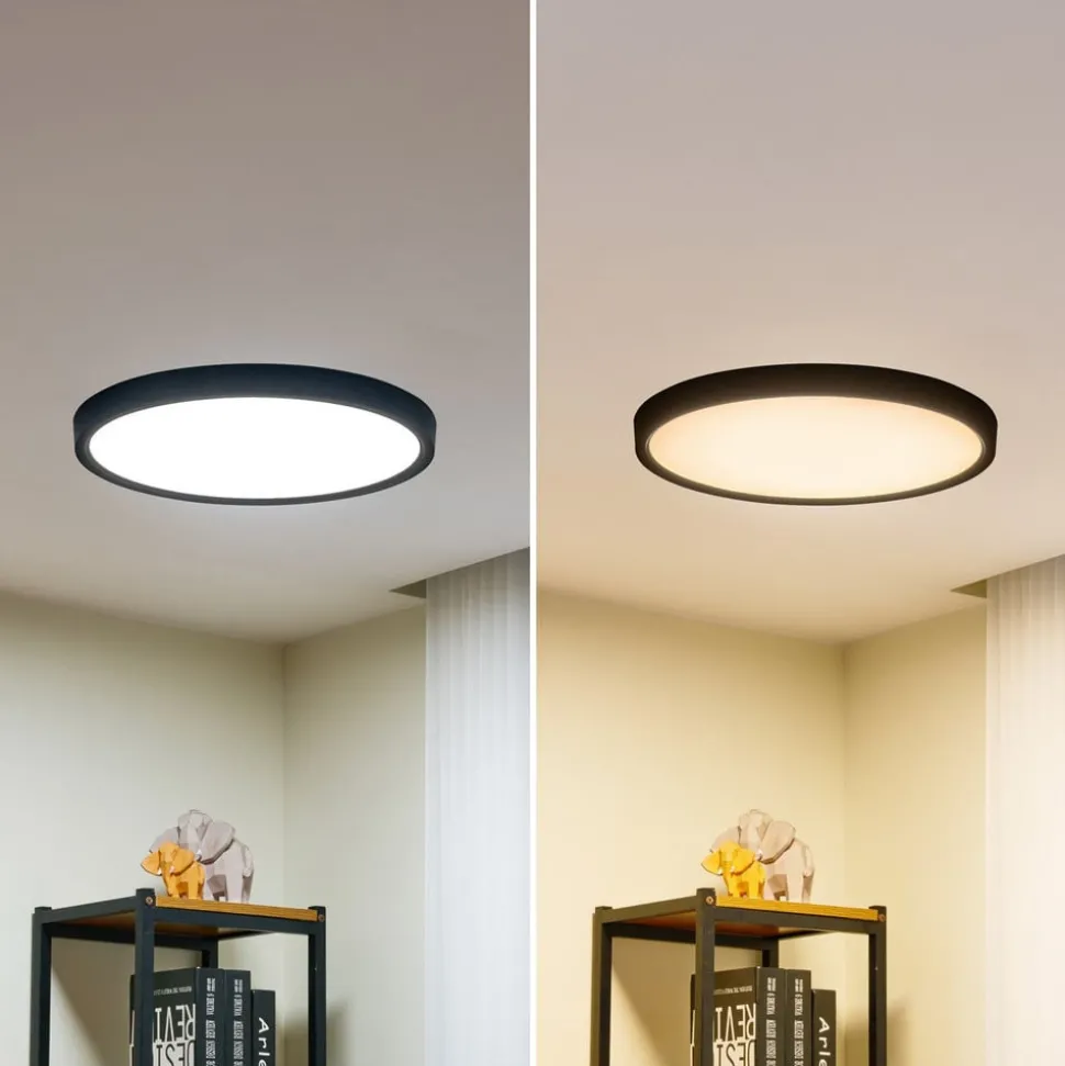 Lindby LED plafondlamp Pravin, Ø 50 cm, CCT, zwart