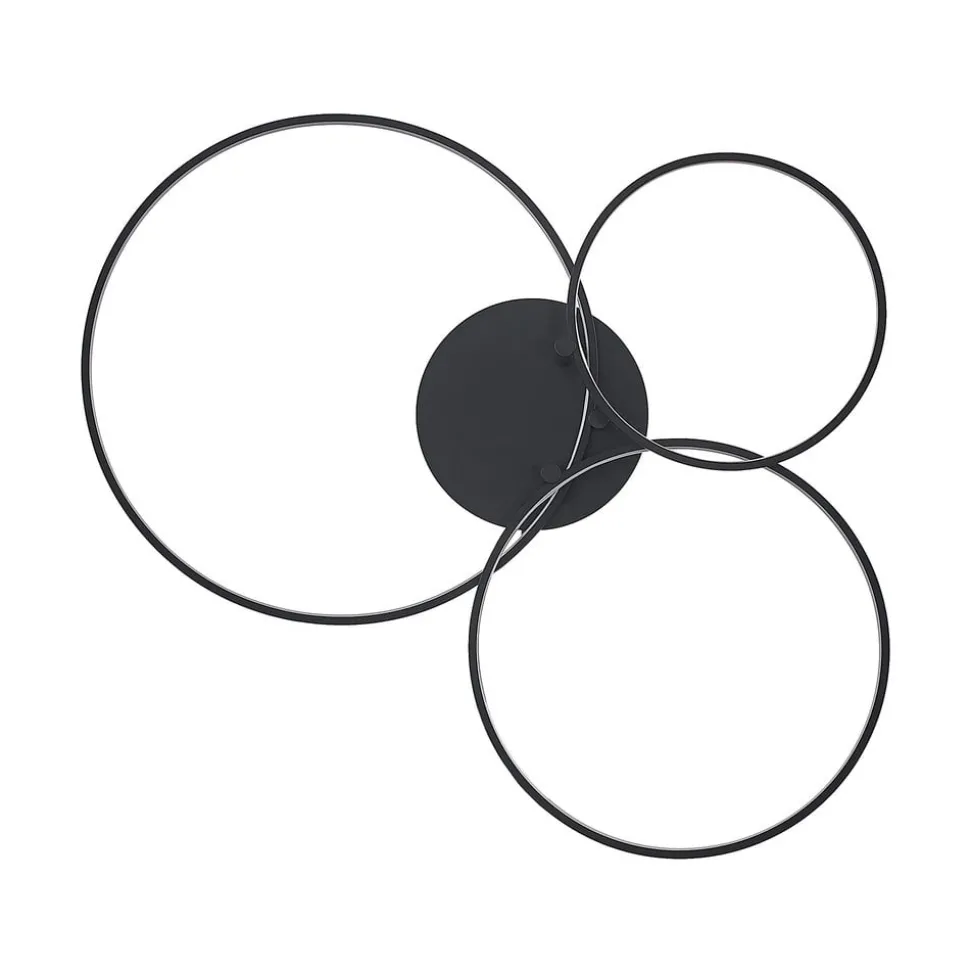 Lindby LED plafondlamp Rayk, zwart, metaal, 77 cm, dimbaar