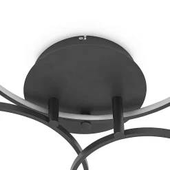 Lindby LED plafondlamp Rayk, zwart, metaal, 77 cm, dimbaar