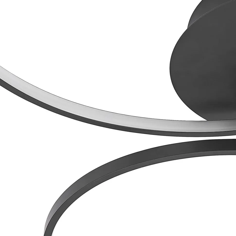 Lindby LED plafondlamp Rayk, zwart, metaal, 77 cm, dimbaar