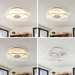 Lindby LED plafondlamp Riley, wit, metaal, 80 cm, dimbaar