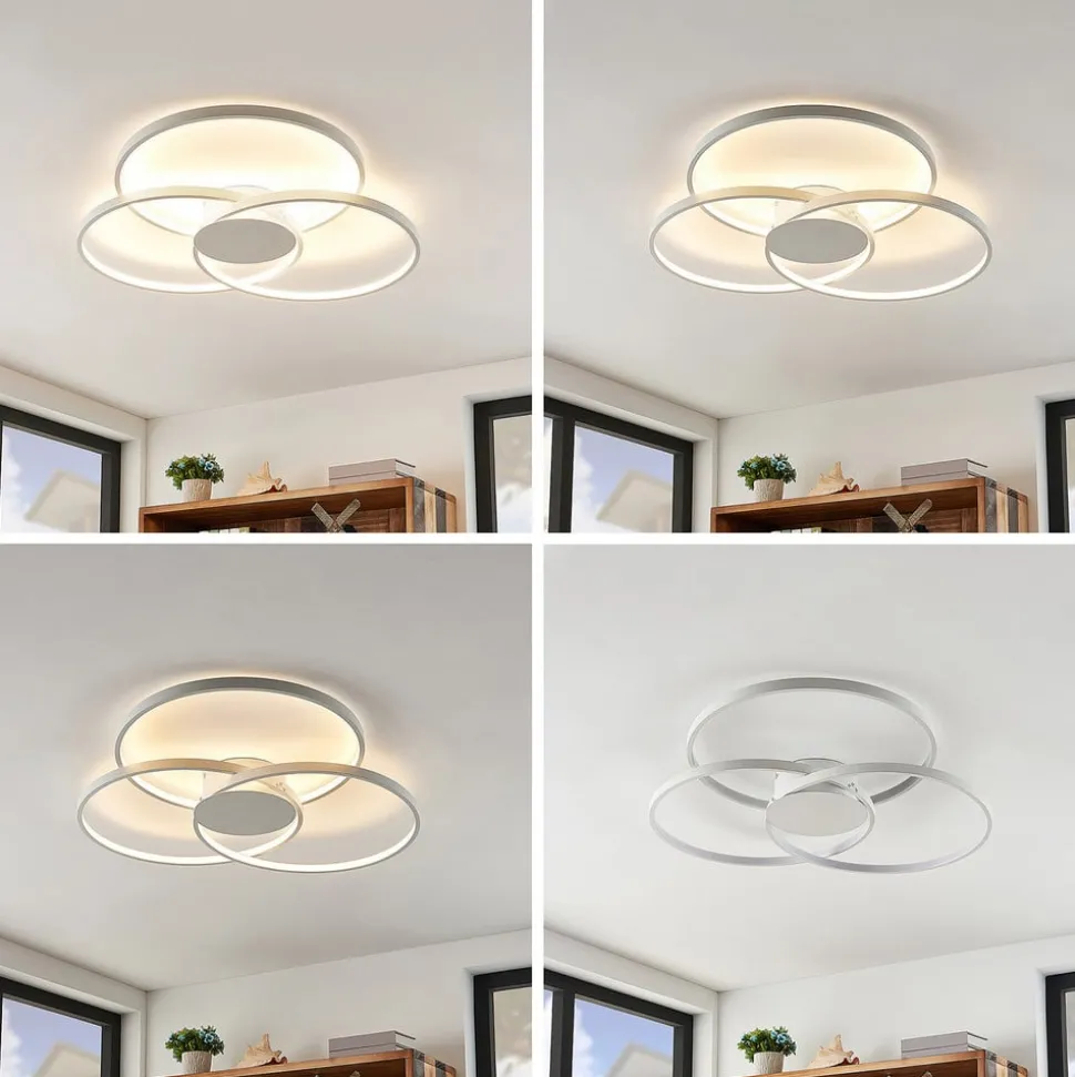 Lindby LED plafondlamp Riley, wit, metaal, 80 cm, dimbaar