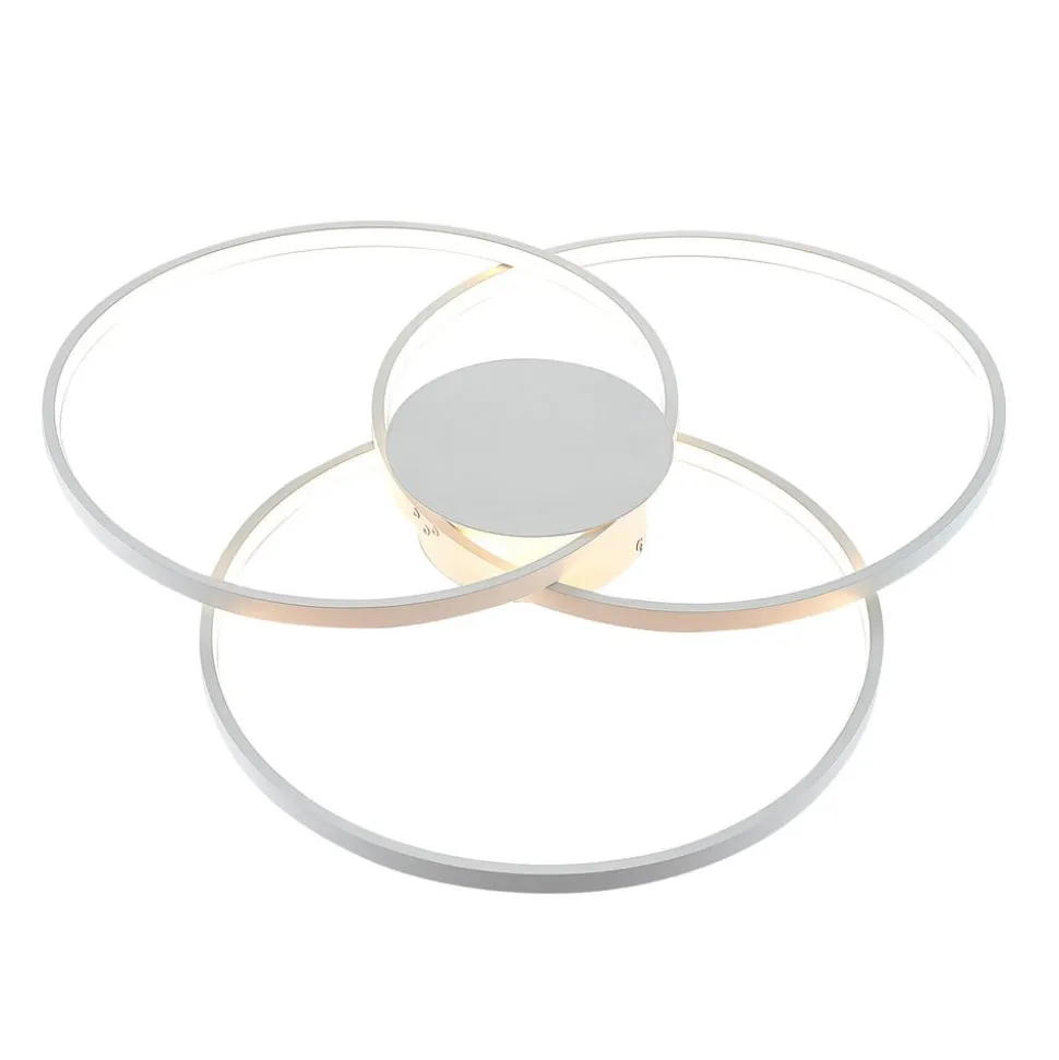 Lindby LED plafondlamp Riley, wit, metaal, 80 cm, dimbaar