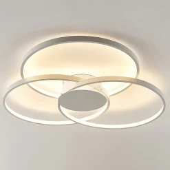 Lindby LED plafondlamp Riley, wit, metaal, 80 cm, dimbaar