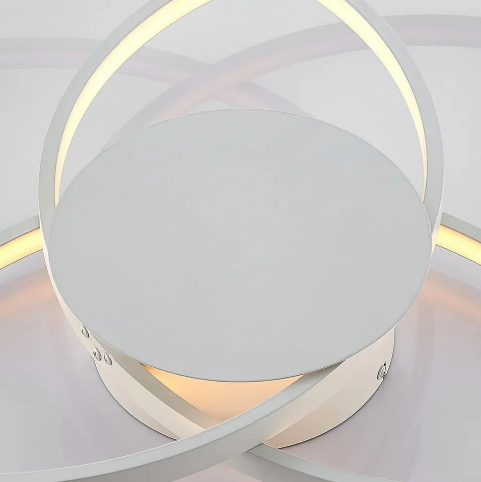 Lindby LED plafondlamp Riley, wit, metaal, 80 cm, dimbaar