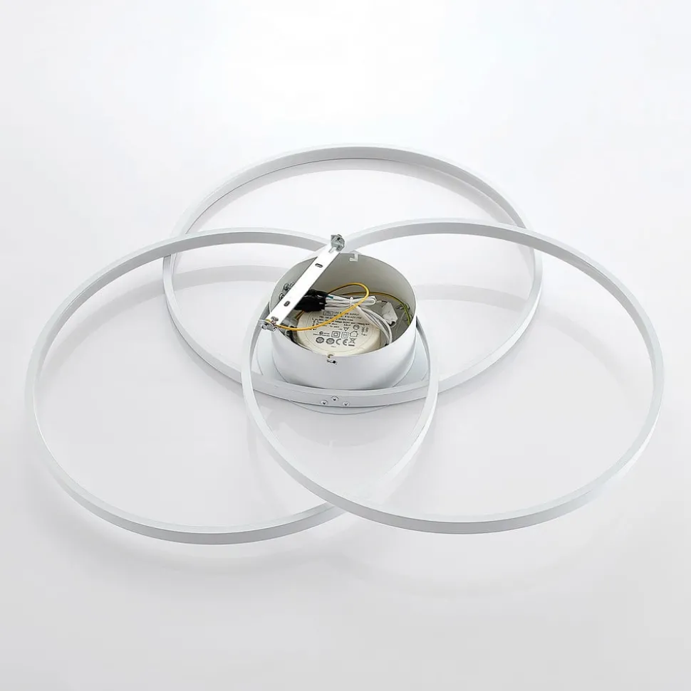 Lindby LED plafondlamp Riley, wit, metaal, 80 cm, dimbaar