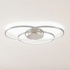 Lindby LED plafondlamp Riley, aluminiumkleurig, metaal, dimbaar