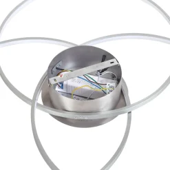 Lindby LED plafondlamp Riley, aluminiumkleurig, metaal, dimbaar