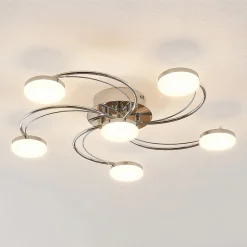 Lindby LED plafondlamp Rouven, spiraalvorm, 6-lamps, grijs