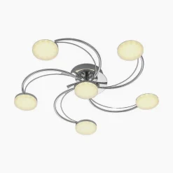 Lindby LED plafondlamp Rouven, spiraalvorm, 6-lamps, grijs