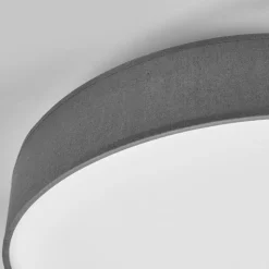 Lindby LED plafondlamp Saira, Ø 40 cm, grijs, textiel