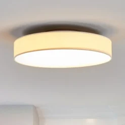 Lindby LED plafondlamp Saira, Ø 40 cm, wit, textiel