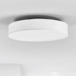 Lindby LED plafondlamp Saira, Ø 40 cm, wit, textiel