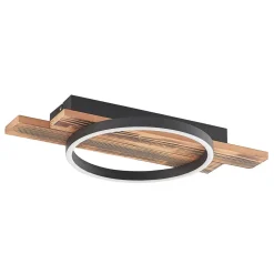 Lindby LED plafondlamp Sentoa, hout, 52,8 cm lang, 3.000 K