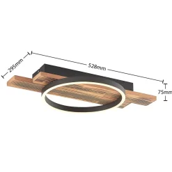 Lindby LED plafondlamp Sentoa, hout, 52,8 cm lang, 3.000 K