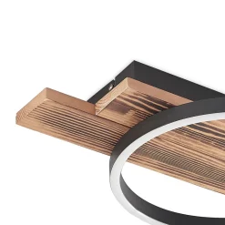 Lindby LED plafondlamp Sentoa, hout, 52,8 cm lang, 3.000 K