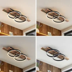 Lindby LED plafondlamp Sentoa, hout, 75 cm lang, 3.000 K